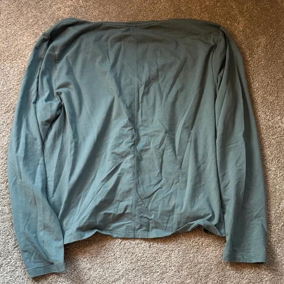 Athleta Teal V-Neck Long Sleeve Blouse - Picture 3 of 3